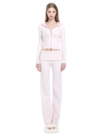 That Girl rib knit set in baby pink with zip up cardigan and fold over pants, soft girl matching set by Angel Ruche