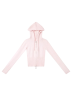 That Girl rib knit slim fit zip up cardigan in baby pink, soft girl knitwear by Angel Ruche