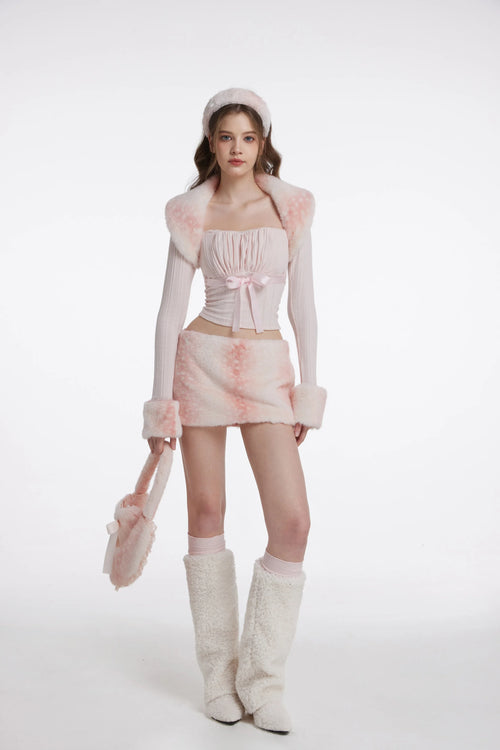 My True Form fawn fur bolero cardigan in pink by Angel Ruche, photo 2