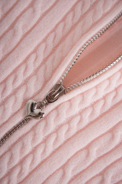 Fur trim Strawberry Milk cable knit cardigan in pink by Angel Ruche, photo 16
