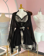Bambi Princess Fur Chiffon Robe (Black)--public pre-order ：11.20