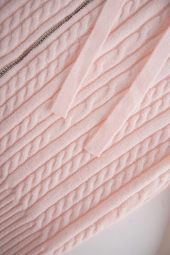 Fur trim Strawberry Milk cable knit cardigan in pink by Angel Ruche, photo 15