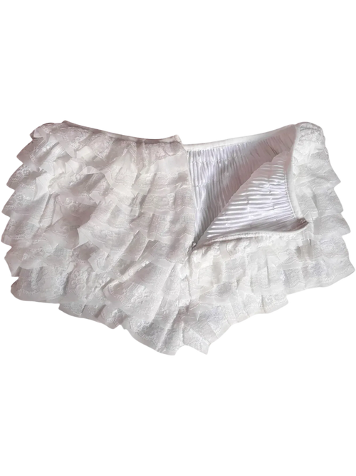 Delicate chiffon ruffle shorts with white lace by Angel Ruche, photo 2