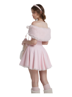 Sugar Pom fur shoulder cape in pink by Angel Ruche, photo 7