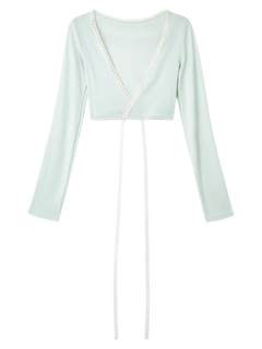 Ballerina Bliss wrap cardigan in minty green, balletcore top by Angel Ruche