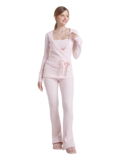 Ballet knit wrap cardigan in pink by Angel Ruche, photo 8