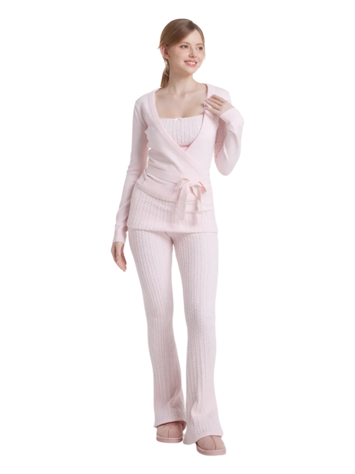 Ballet knit wrap cardigan in pink by Angel Ruche, photo 8