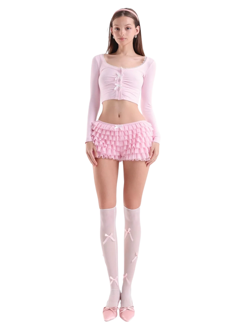 Delicate pink chiffon ruffle shorts by Angel Ruche, photo 6