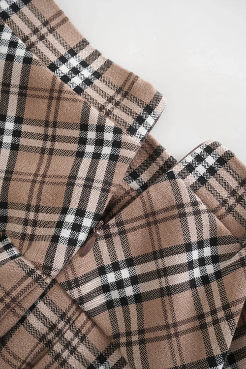 Girly Plaid pleated high rise skirt in khaki by Angel Ruche, photo 8