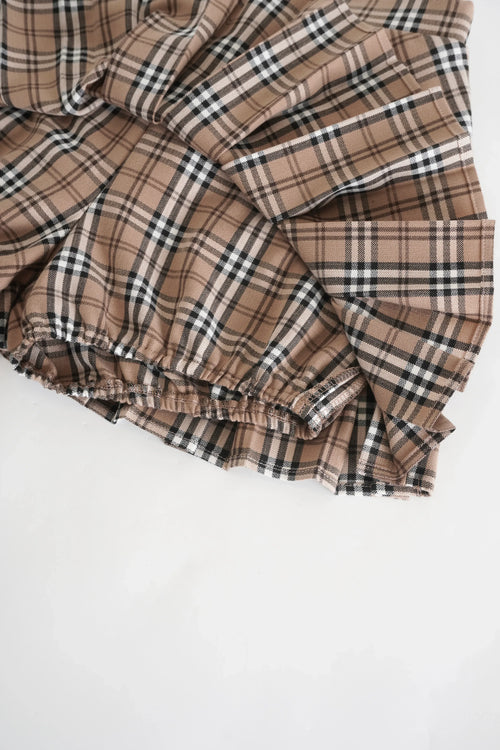 Girly Plaid pleated high rise skirt in khaki by Angel Ruche, photo 6