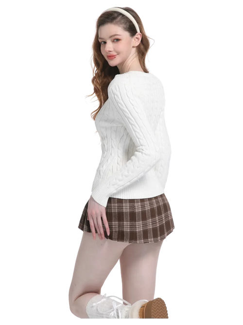 Girly Plaid pleated mini skirt in brown by Angel Ruche, photo 12