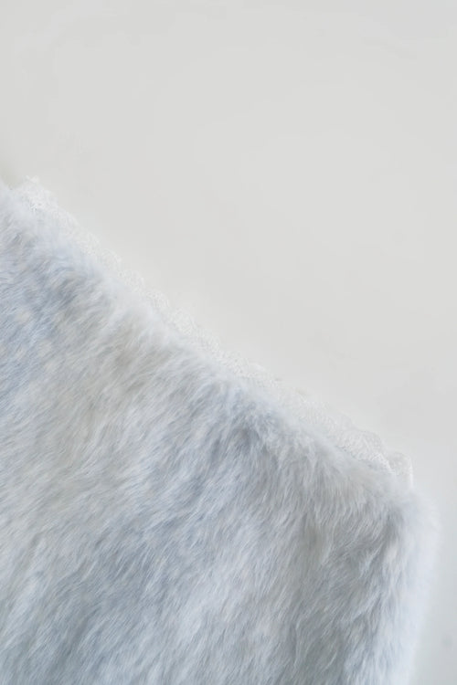 My True Form fawn fur lace skirt in snow blue by Angel Ruche, photo 5