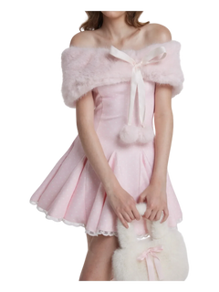 Sugar Pom fur shoulder cape in pink by Angel Ruche, photo 8