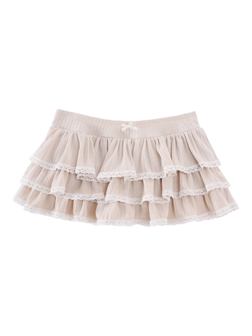 Ballerina Bliss ruffle mini skirt in beige, balletcore skirt by Angel Ruche