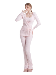 Ballet knit wrap cardigan in pink by Angel Ruche, photo 7