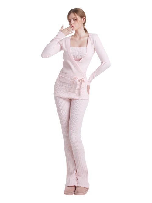 Ballet knit wrap cardigan in pink by Angel Ruche, photo 7