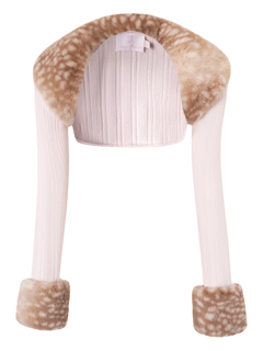 My True Form fawn print fur bolero cardigan in pink, dollette aesthetic by Angel Ruche