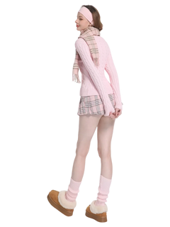 Love Letter cable knit V neck sweater in pink by Angel Ruche, photo 4