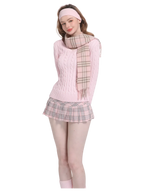 Love Letter cable knit V neck sweater in pink, preppy coquette knitwear by Angel Ruche