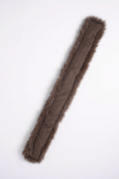 Fur trim Mocha cable knit zip up cardigan in brown by Angel Ruche, photo 21