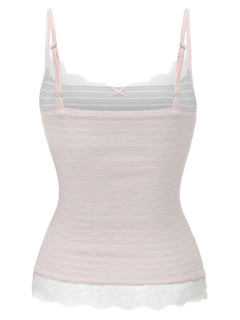 Muse cotton reversible lace cami in pink and grey stripe by Angel Ruche, photo 19
