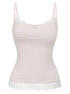 Muse cotton reversible lace cami in pink and grey stripe by Angel Ruche, photo 8