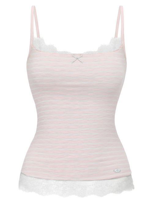 Muse cotton reversible lace cami in pink and grey stripe by Angel Ruche, photo 8