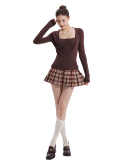 Colette cable knit set in brown, balletcore matching set by Angel Ruche