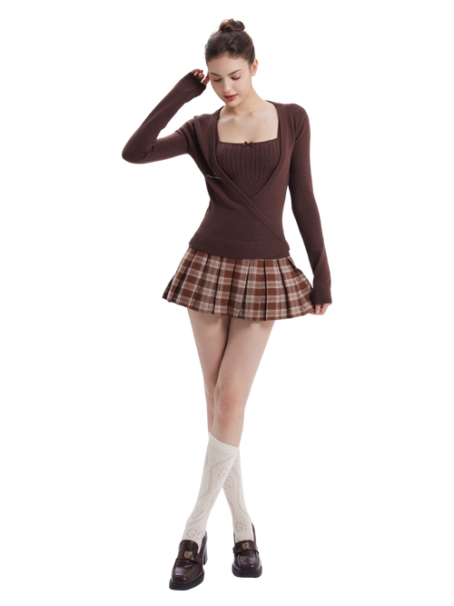 Colette cable knit set in brown, balletcore matching set by Angel Ruche