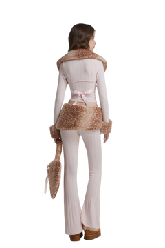 My True Form cotton pants and fur waistband in pink by Angel Ruche, photo 9