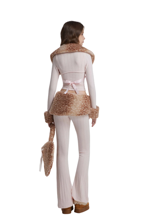 My True Form cotton pants and fur waistband in pink by Angel Ruche, photo 9