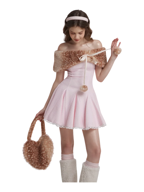 Sugar Pom fur pullover cape in deer print by Angel Ruche, photo 10