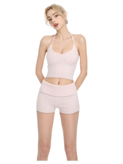 Spring Kissed knit halter and shorts set in baby pink by Angel Ruche, photo 3