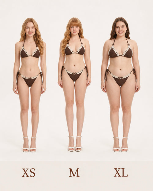 Coquette cotton eyelet bikini set in brown by Angel Ruche, photo 5