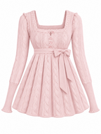 Tuscan cable knit babydoll top（pink）--public pre-order ：11.27