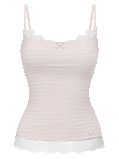 Muse cotton reversible lace cami in pink and grey stripe, coquette top by Angel Ruche