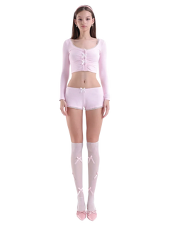 Tulle ribbon loose socks in pink by Angel Ruche, photo 5