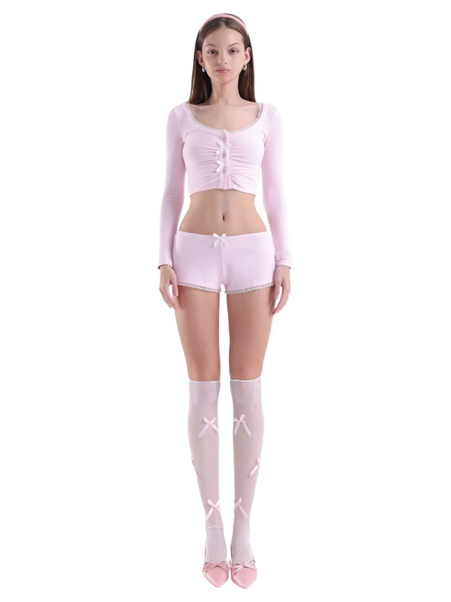 Tulle ribbon loose socks in pink by Angel Ruche, photo 5