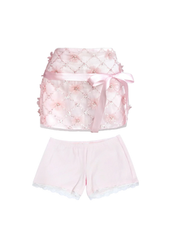 Averie beaded sequin skirt with lace shorts in pink, coquette skirt by Angel Ruche