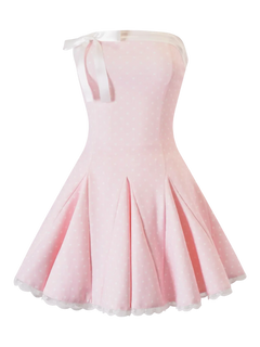 Dolly polka dot dress with petticoat in pink, dollette aesthetic by Angel Ruche
