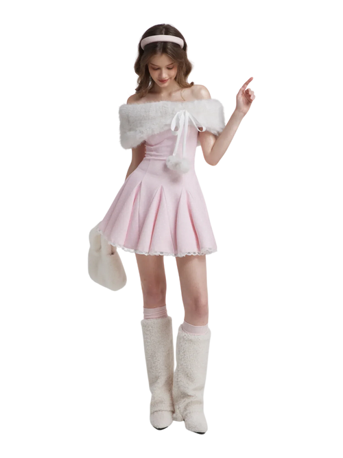 Sugar Pom fur pullover cape in white by Angel Ruche, photo 7